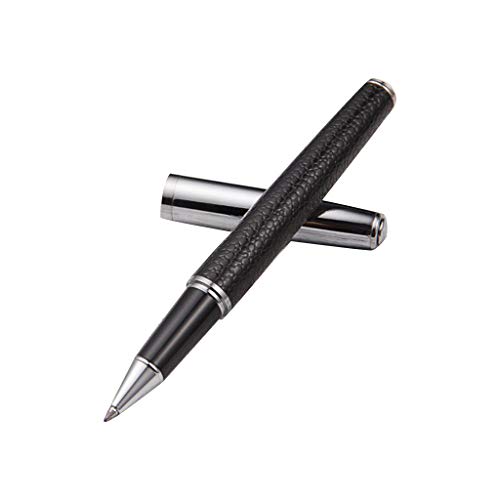BELOWSYALER Business Pen 0,5 mm schwarzes Leder Metall Kugelschreiber Student Schreibwaren Geschenk Gelstifte für Erwachsene Malset von BELOWSYALER
