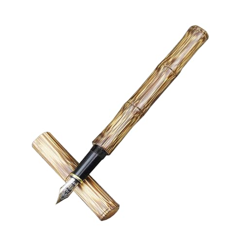 BELOWSYALER Füllfederhalter aus Bambus, 0,5 mm, nachfüllbar, für Schreiben, Zeichnen, Studenten, Geschenk, Souvenir, schwarze Füllfederhalterflasche von BELOWSYALER