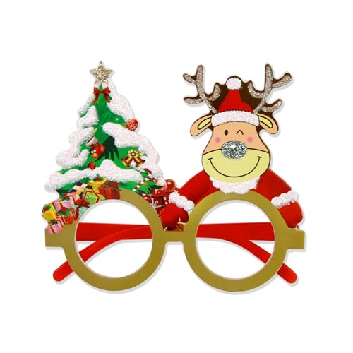 BELOWSYALER Weihnachtsmann XmasTree Brillenrahmen Kunststoff Brille 2024 Silvester Party Supplies Weihnachtsdekoration Kind Geschenk Cartoon Santa Brille von BELOWSYALER