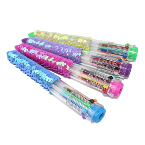 Shuttle Kugelschreiber, mehrfarbig, 0,7 mm, 10-in-1 einziehbarer Kugelschreiber, Schreibwerkzeug für Studenten, 4 Stück, 10-in-1 einziehbarer Kugelschreiber, mehrfarbiger Kugelschreiber, von BELOWSYALER