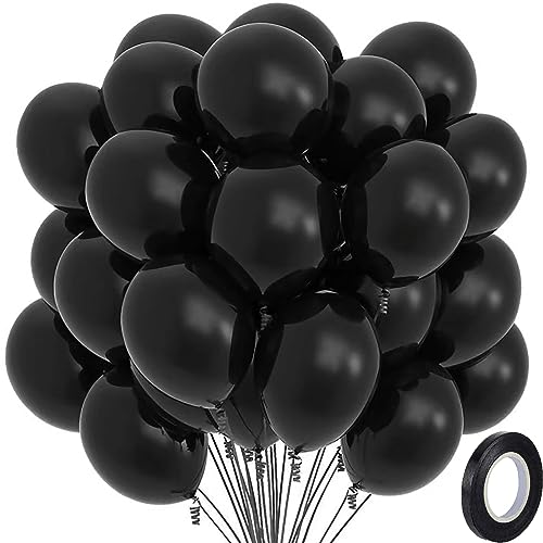 BELSVOR 50 Stück Luftballons, Luftballons Geburtstag, 50 Stück (50 Stück Schwarz Luftballons), Luftballon für Geburtstags/Hochzeits/Party/Weihnachtsdekorationen, 12 Zoll Latexballons von BELSVOR