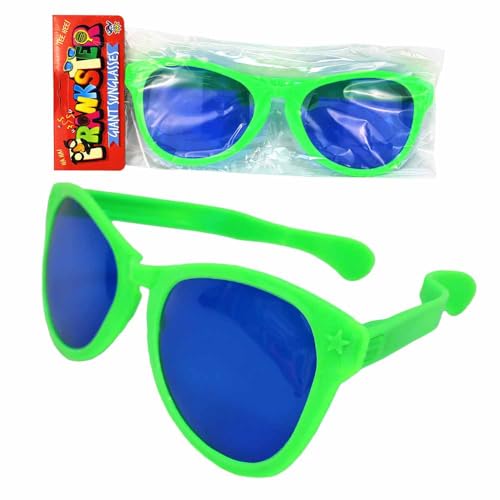 BEMIRO Partybrille groß – 26 cm – Witziger Party-Gag mit blauen Kunststoff-Gläsern – Perfekt für Fasching & Karneval (Grün) von BEMIRO