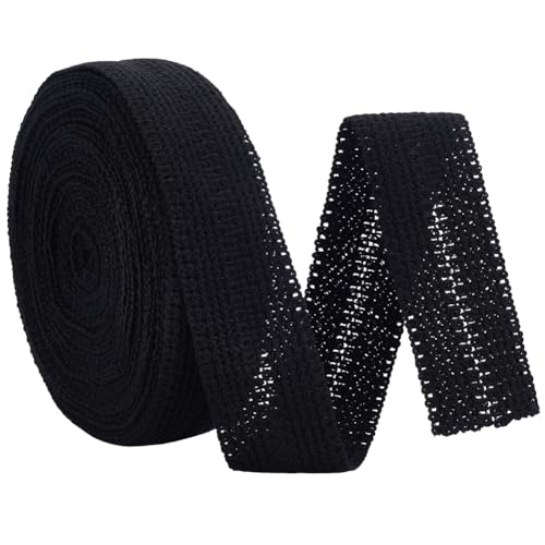 BENECREAT 10 Yards/9.1 m Schwarzes Geflochtenes Polyesterband, 38mm Polyester Gurtband Teppich Bindebesatz Zum Nähen Binden Geschenkverpackung DIY Basteln von BENECREAT