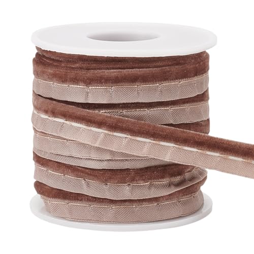 BENECREAT 10 Yards/9.14m Brown Velvet Piping Bias Tape, 11mm Wide Welt Cord Piping Trim Stoffkante mit Samt Lip Cord Trim für Nähen Kleidung Polsterung Trimmen von BENECREAT