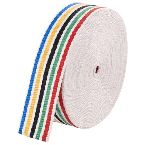 BENECREAT 10 Yards/9.14m Regenbogen gestreiftes Band, 38mm Breites Polycotton Gurtband flaches Gurtband Regenbogen gestreiftes Muster für Kunsthandwerk DIY Geschenkverpackung Hochzeit Dekoration von BENECREAT