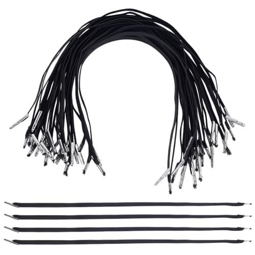 BENECREAT 100 Stück Schwarze Elastische Stachelschnur, 32.3cm Lange Stretch Gurtbänder Mit Metallenden Elastisches Band Für Partyhut Masken Menüs Abzeichen Zeichen Reise Buchbindung von BENECREAT