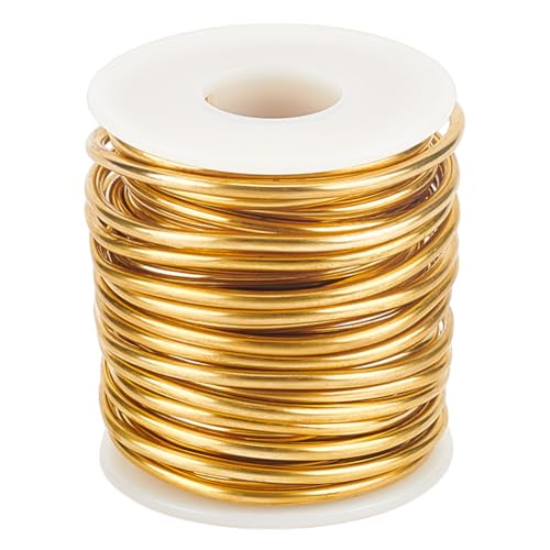 BENECREAT 10m Bare Solid Brass Wire, 10 Gauge/2.6mm Round Soft Brass Wire Pure Brass Wire für die Schmuckherstellung Handwerk Gem Wrapping von BENECREAT