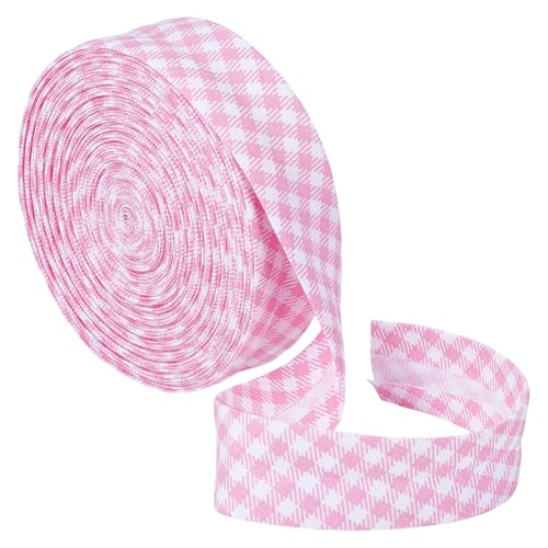 BENECREAT 10m Schrägband mit rosa Streifen, 21 mm doppelt gefaltetes Schrägband, vorgefaltetes Schrägband in großen Mengen für Cheongsam-Dekoration, Paspelierung von Kleidungsnähten von BENECREAT