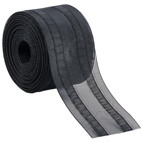 BENECREAT 10m Schwarzes Gardinenband, 75mm Gardinenfaltenband Perforiertes Gardinenzubehör für Gardinen DIY Quetschfaltenvorhang und Gardinenhaken von BENECREAT