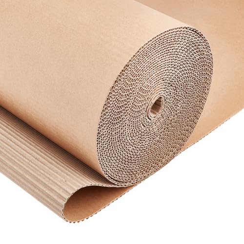 BENECREAT 10m X 30cm Braune Einseitige Wellpappe Rolle, Strapazierfähiges Wellpappe Verpackungspapier zum Verpacken, Versenden, Umziehen, 2 mm dick von BENECREAT