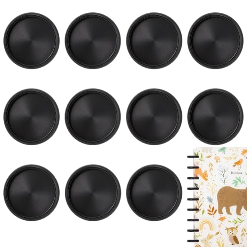 BENECREAT 11Pcs Aluminiumlegierung Binding Discs, 2.75cm flache runde Discbound Metall Expansion Discs für Discbound Notebook Artwork, schwarz, 5mm dick von BENECREAT