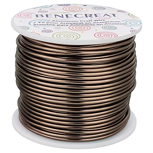 BENECREAT 12 Gauge (2mm) Aluminiumdraht 100FT (30m) Anodized Jewelry Craft Making Perlen Floral Colored Aluminium Craft Wire - Braun von BENECREAT