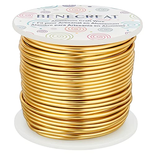 BENECREAT 12 Gauge (2mm) Aluminiumdraht 100FT (30m) Anodized Jewelry Craft Making Perlen Floral Colored Aluminium Craft Wire - Hell Gold von BENECREAT