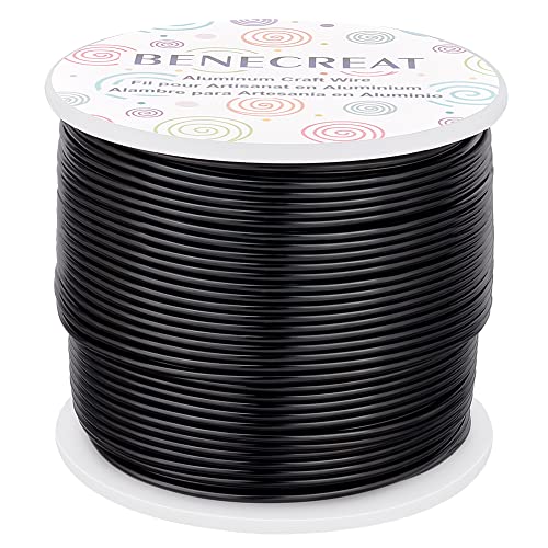 BENECREAT 15 Gauge (1.5mm) Aluminiumdraht 220FT (68m) Eloxiert Schmuck Handwerk Machen Friesen Floral farbigen Aluminium Craft Draht - Schwarz von BENECREAT