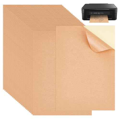 BENECREAT 150 Blatt A5 selbstklebendes Kraftpapier, BurlyWood-Aufkleber Zum Ausdrucken, Kraft-Vollblattetikett Für Laser-Tintenstrahldrucker-Bastel-DIY-Projekt von BENECREAT