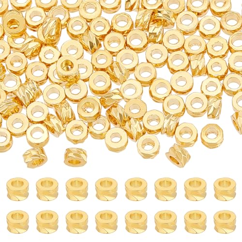 BENECREAT 150 Stück 3 mm 18K Vergoldete Messing-Abstandsperlen, Lose Perlen Aus Säulen-Twill, Metall Heishi-Perlen Für Herstellung von Armbändern, Halsketten Und Schmuck, Bohrung: 1.5 mm von BENECREAT