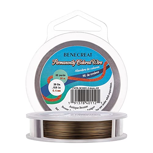 BENECREAT 18/20/22/24/26/28GA Kupferdraht, permanent gefärbter Draht 26-Gauge(197-Feet/66-Yard) antique bronze von BENECREAT