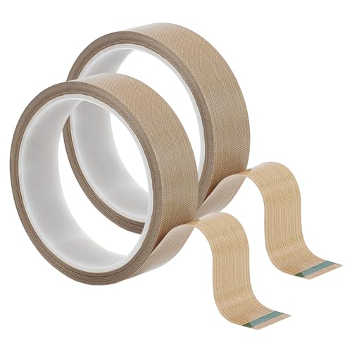 BENECREAT 2 Rolle 25 mm X 10 m PTFE-Klebeband Aus Teflon, PTFE-Beschichtetes Gewebeband, Hochtemperatur-PTFE-Band Für Vakuumiergeräte, Holz, Möbel, 0.18 mm Dick von BENECREAT