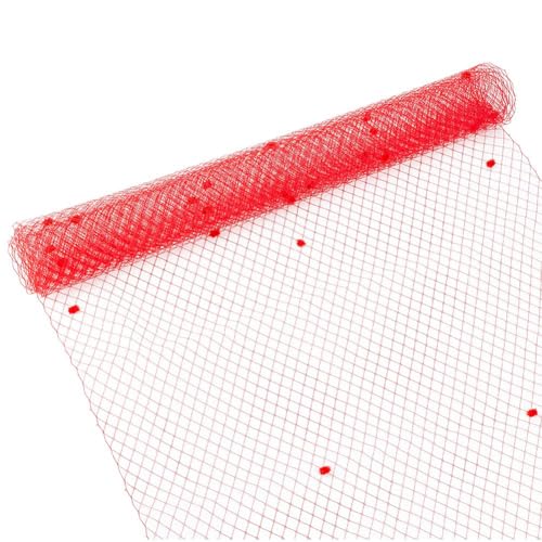 BENECREAT 2 m/2.18 Yards Vogelkäfigschleier-Netzstoff, 45 cm Breit Russische Millinery Netting Organza Tüll Stoff Rot Net Mesh Hut Schleier Für Hochzeit, Kleiderdekoration von BENECREAT