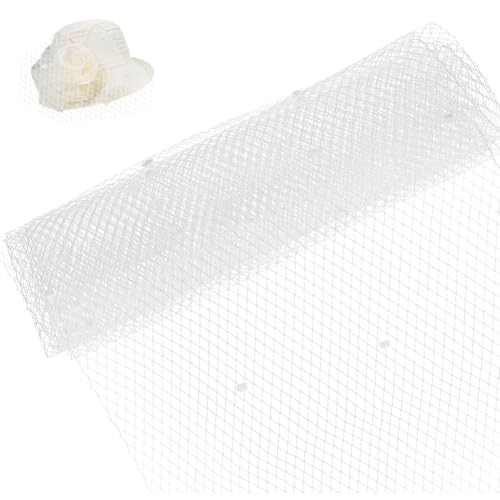 BENECREAT 2 m/2.18 Yards Vogelkäfigschleier-Netzstoff, 45 cm Breit Russische Millinery Netting Organza Tüll Stoff Weiß Net Mesh Hut Schleier Für Hochzeit, Kleiderdekoration von BENECREAT