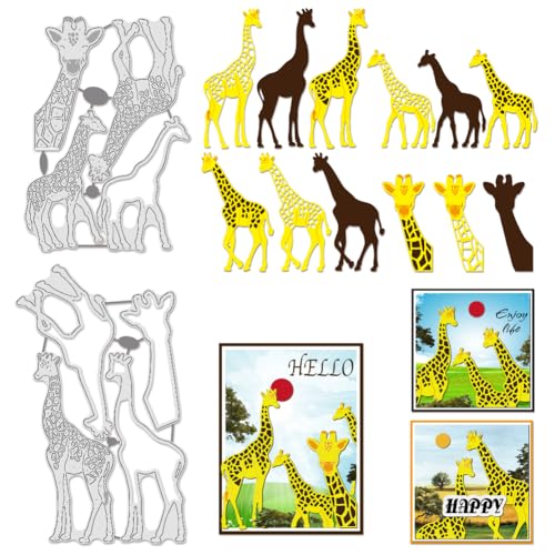 BENECREAT 2 x Giraffen-Stanzschablonen, Tier-Giraffe, Karbonstahl, Prägewerkzeug, Metallschablonen für DIY, Scrapbooking, Fotoalbum, dekorative Prägung von BENECREAT