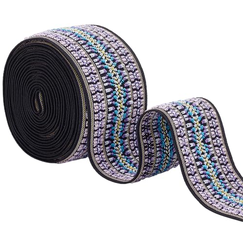 BENECREAT 2.5 Yards/2.3 m Jacquard Gummiband, 50mm Besticktes Gewebtes Band Boho Stoff Nähband Für DIY Bastelzubehör Verzierungen von BENECREAT