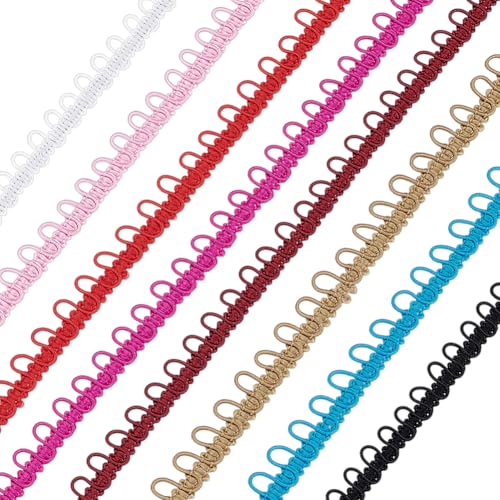 BENECREAT 20 Meter geflochtene Borte mit Knopfschlaufen, 1,4 cm elastisches Polyester-Gurtband, Nähbesatz, Verzierung für Hochzeit, Kostüm, DIY, Handwerk, Schmuck, Heimdekoration von BENECREAT