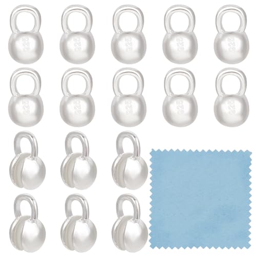 BENECREAT 20 Stück 925 Quetschperlen Aus Sterlingsilber, 6x3.8mm Runde Perlenspitzen Kalottenenden Muschelknotenhülle Für Schmuckherstellung, Bastelarbeiten, Bohrung: 1.8 mm von BENECREAT