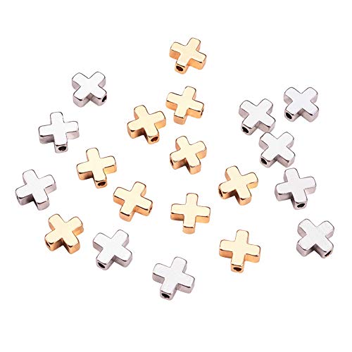 BENECREAT 20PCS 18K Platin und vergoldet Cross Spacer Perlen Metallperlen für DIY Schmuck, Entdeckungen und andere handwerkliche Arbeiten - 8x8x3mm von BENECREAT