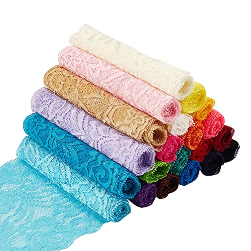 BENECREAT 22 Yards/20m 150mm Breites Stoff Spitzenband Elastische Spitzenbesatz Für Stirnbänder Strumpfbänder Hochzeit Bouquet Machen - 22 Farben, 1 Yard Pro Farbe von BENECREAT