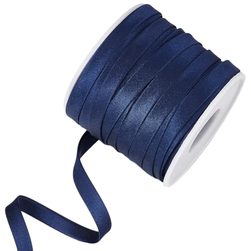 BENECREAT 25m/27 Yards Preußisch Blau Satin Bias Band, 0.85cm Wide Double Fold Satin Binding Bias Ribbon, Polyester Satin Piping Ribbon für Nähen Kleidung Trimming Polsterung von BENECREAT