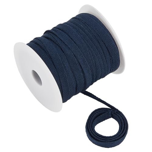 BENECREAT 27.34 Yards/25m Flaches Kordelzugseil Ersatz, 8mm Breite Schwarzes weiches Kordelzugseil mit 1pc Plastikspule für Mäntel, Hosen, Shorts von BENECREAT