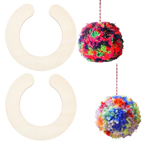 BENECREAT 2Pcs hölzerne Pompom Maker Fluff Ball Weaver, Halbkreis Wolle Ball Making Tool Pom Pom Maker Vorlage für große Wolle Ball Making, 25x24cm von BENECREAT