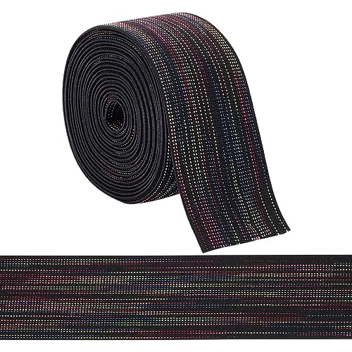 BENECREAT 3 Yards Buntes Flaches Gummiband, 40 mm Breites Elastisches Nähband Elastisches Stretchband Gewebtes Band Für DIY-Bekleidungszubehör, Verschönerungsdekorationen von BENECREAT