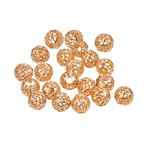 BENECREAT 30 PCS 18K Gold Plated Beads Metal Spacer Beads for DIY Jewelry Making and Other Craft Work - 8x3mm, Hollow Shape von BENECREAT