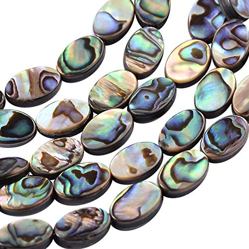 BENECREAT 30 Packungen Natürliche Abalone Muschel Ovale Abalone Muschelperlen mit Aufbewahrungsbehältern für die DIY Schmuckherstellung, 12x8x3mm von BENECREAT