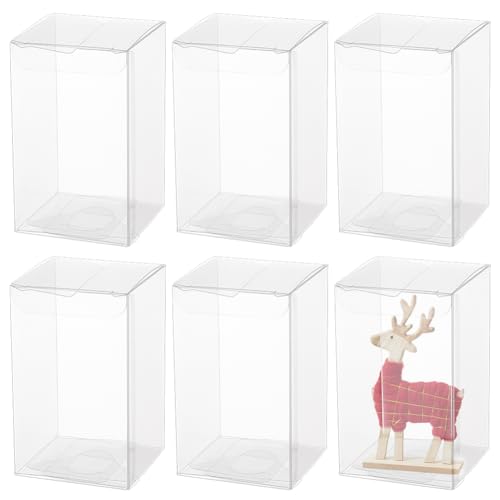 BENECREAT 30PCS 6x6x10cm Film deckte klaren Würfel Hochzeits Bevorzugungs Kästen transparente Würfel Geschenkkästen PVC mit Schutzfilm für Süßigkeits Schokoladen Valentinstag, Muttertag, Geschenk von BENECREAT