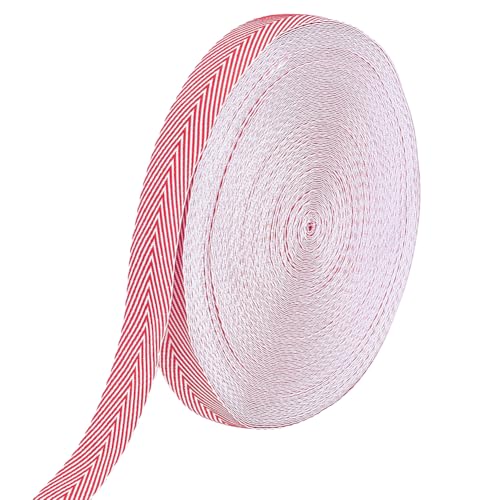 BENECREAT 30m rotes Fischgrätenband, 19 mm Polyester-Gurtband, Twill-Band zum Nähen, Binden, Geschenkverpackung, Basteln von BENECREAT