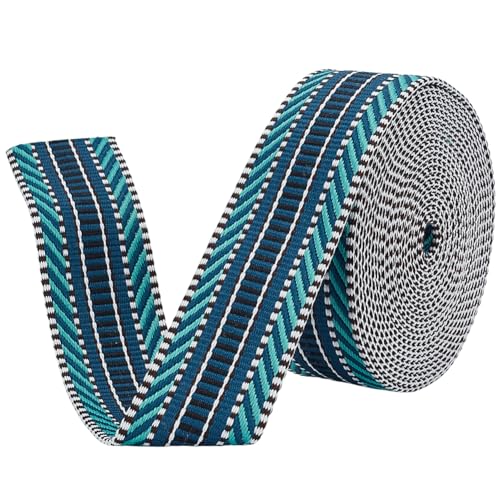 BENECREAT 4,5 m preußisches blaues Jacquard-Gurtband, 3,8 cm breites Gurtband, Polyester-Nähband, gewebtes Band für Kleidung, Accessoires, Band von BENECREAT