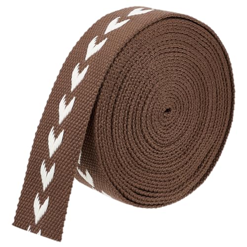 BENECREAT 4.57M Polycotton-Gurtband, Kokosnussbraunes Jacquard-Gurtband, 38 mm Breites Flaches Gurtband Mit Pfeilmuster Für Gurttaschengriffe, Tragetaschen-Gurtband, Gewebeband von BENECREAT