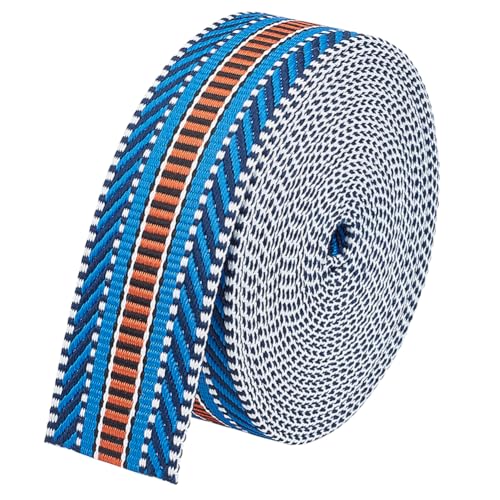 BENECREAT 4.6 m Polyester-Jacquard-Streifenbänder, 38 mm Breites Jacquard-Gurtband, Flaches Nähen, Gewebtes Band Für Bekleidungszubehör, Dunkelblau von BENECREAT