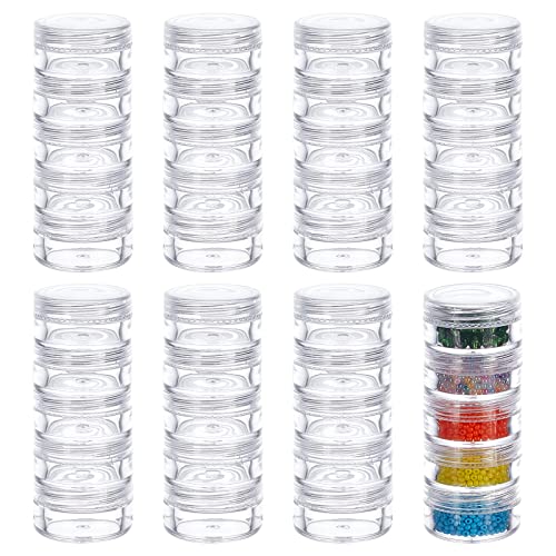 BENECREAT 40 PCS Plastic Stackable Bead Lagerbehälter Klare Runde Bead Aufbewahrungsgläser für Kunsthandwerk, Kleinteile, Perlen, Schmuckzubehör von BENECREAT