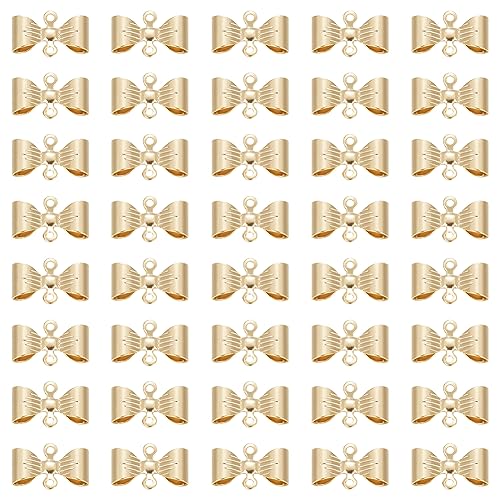 BENECREAT 40PCS Echte 14 Karat vergoldete Messingverbinder, Messingschleife Link Anhänger, Gold Schmetterling Doppelloch Link für Armbänder, Halsketten und Schmuck, Loch:1 mm BENECREAT 40PCS Echte 14 Karat vergoldete Messingverbinder, Messingschleife Link Anhänger, Gold Schmetterling Doppelloch Link für Armbänder, Halsketten und Schmuck, Loch:1 mm von BENECREAT