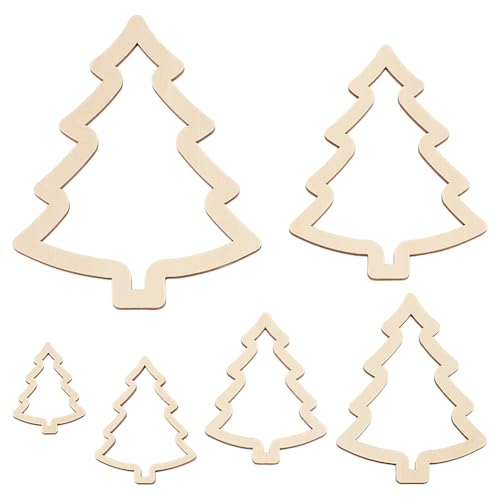 BENECREAT 4pcs hölzernen Baum Umriss, Rahmen Holz Hoop Ringe Makramee Kunst Rahmen Weben Makramee für DIY Handwerk Making Home Wall Hanging Wreath Dekoration, 4mm dick von BENECREAT