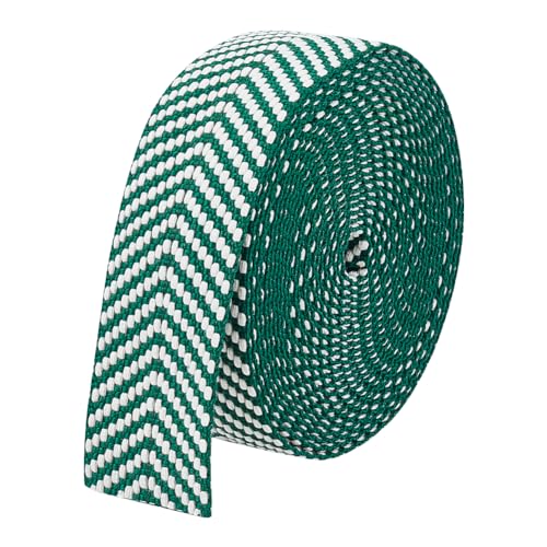 BENECREAT 5 Yards/4,6 m Baumwoll-Gewebeband, 38 mm breite grüne Polycotton-Jacquard-Bänder, flaches Jacquard-Gewebeband mit Pfeilmuster für Taschengriffe, Tote-Bag-Gewebeband von BENECREAT