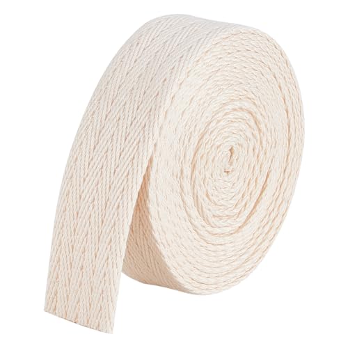 BENECREAT 5 Yards/4.5 m Beiges Köperband Zum Nähen, 35 mm Polycotton-Fischgrätenband, Strapazierfähiges Gurtband Zum Nähen, Schneidern, Basteln, Heimdekoration von BENECREAT