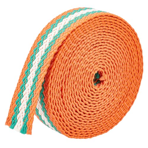 BENECREAT 5 Yards/4.57m Polybaumwollgestreiftes Gurtband, 38mm breites Stoffgurtband mit Herzmuster, dekoratives Verpackungsband für DIY-Kunsthandwerk und Geschenkverpackungen, Orange von BENECREAT