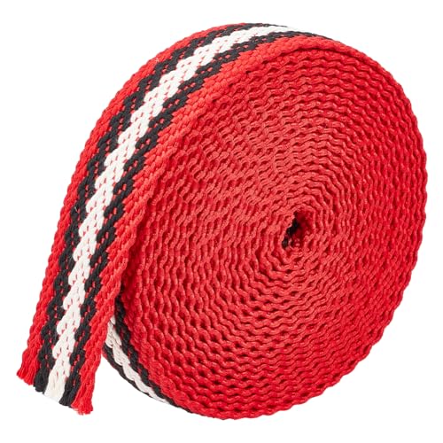 BENECREAT 5 Yards/4.57m Polycotton gestreiftes Gurtband, 38 mm breiter Stoffgurtbandbesatz mit Herz-Muster, dekoratives Geschenkband für DIY-Bastelarbeiten und Geschenkverpackungen, Rot von BENECREAT