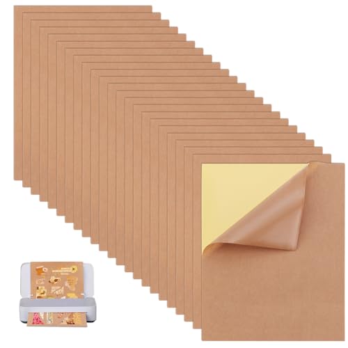 BENECREAT 50 Blatt BurlyWood Selbstklebendes Kraftpapier, 42.1x29.8cm A3 Selbstklebende Bedruckbare für Flaschendekoration, Partyartikel und Bastelprojekt, 0.5 mm Dick von BENECREAT