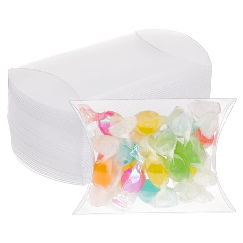 BENECREAT 50PCS 9x7x2.5cm Klare Plastikkissen Geschenkbox Candy Treat Geschenkbox für Chrismas Wedding Party Packbox von BENECREAT